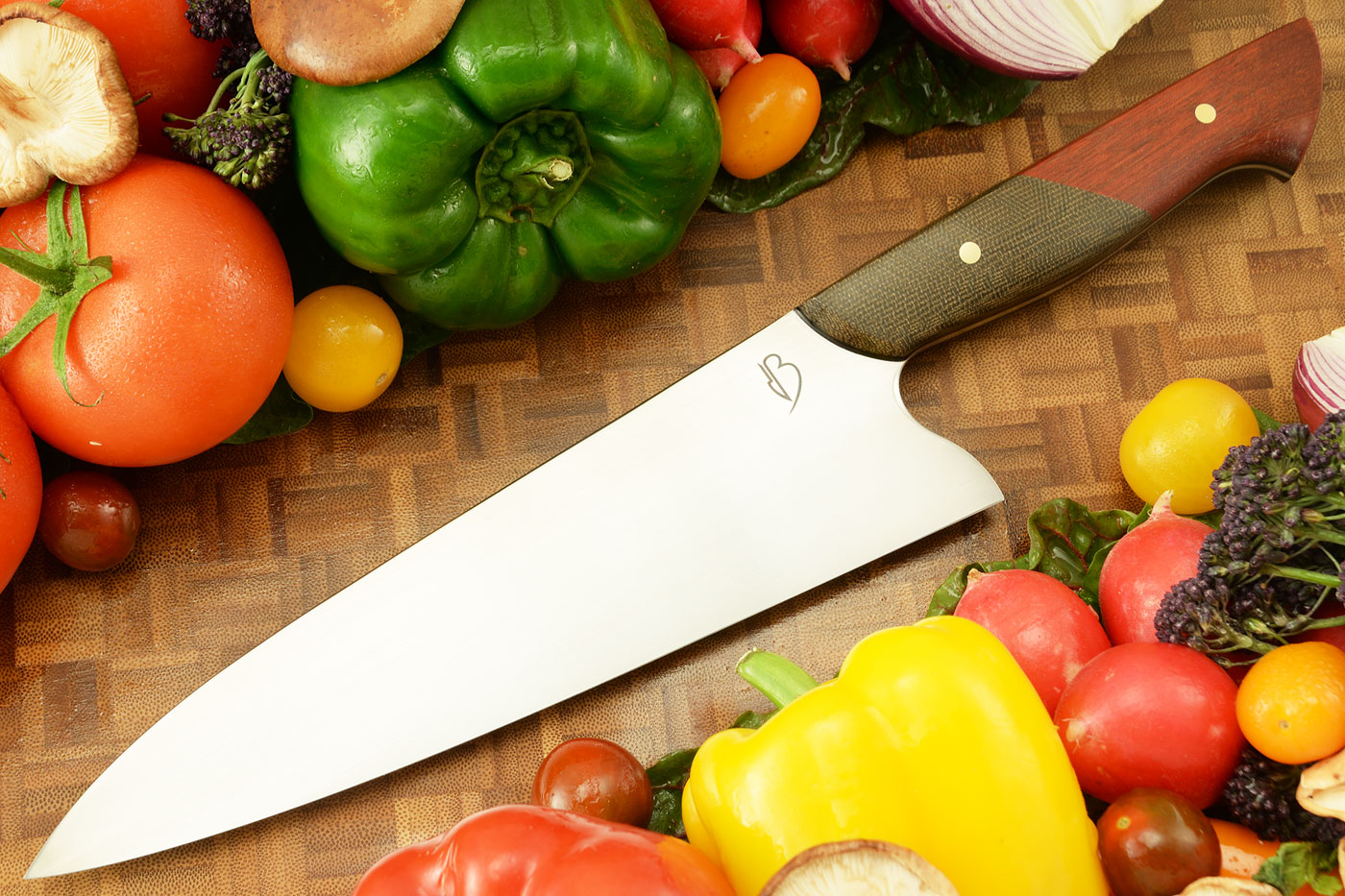 Chef's Knife (8-3/4 in) with Green Canvas Micarta and Bloodwood