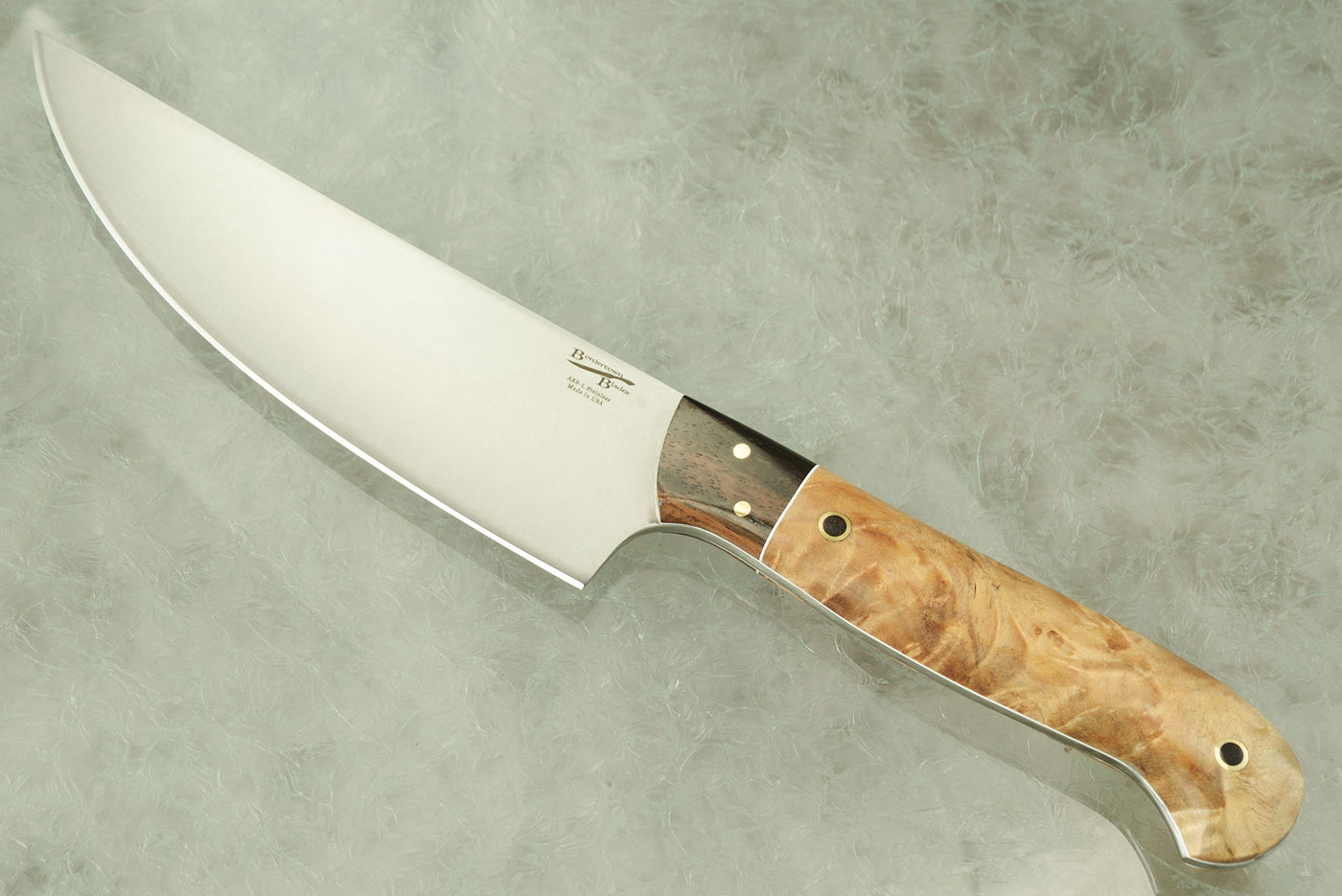 Deep Bellied Chef's Knife with Maple Burl and Macassar Ebony (6-1/2 in)