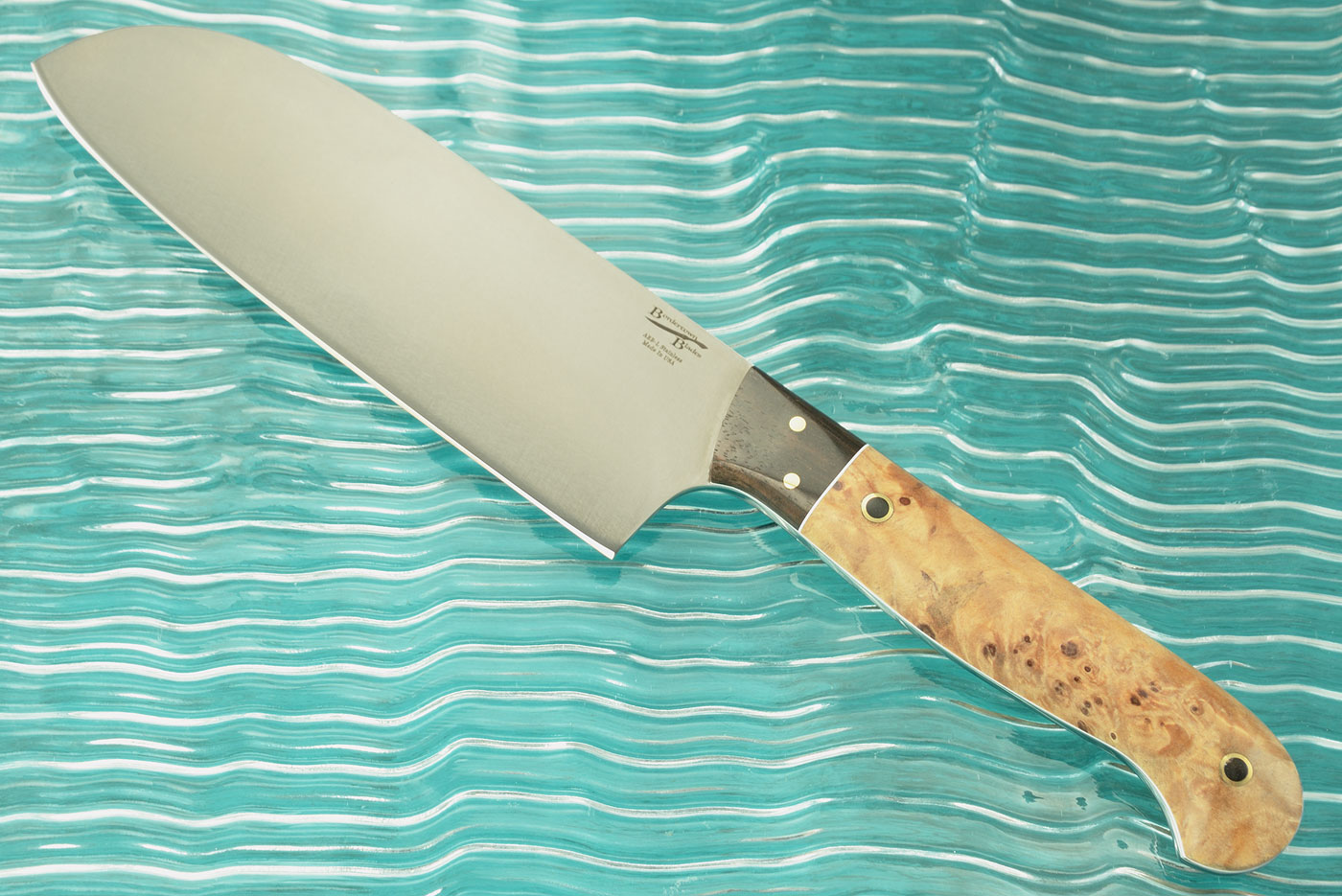 Chef's Knife (Santoku) with Maple Burl and Macassar Ebony (5-1/2 in)
