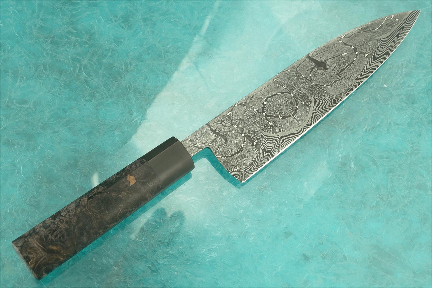 Damascus Chef's Knife (Gyuto) with Big Leaf Maple - 8