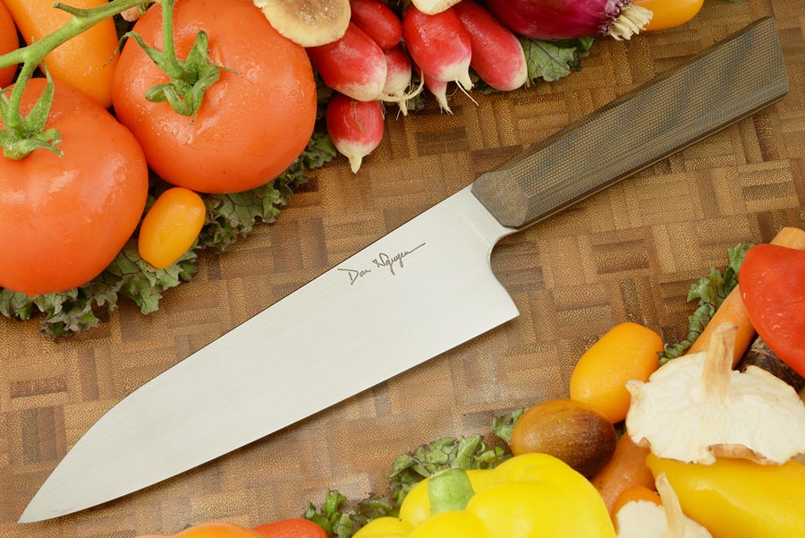 Chef's Knife (Gyuto) with Green Micarta -- 7-1/8