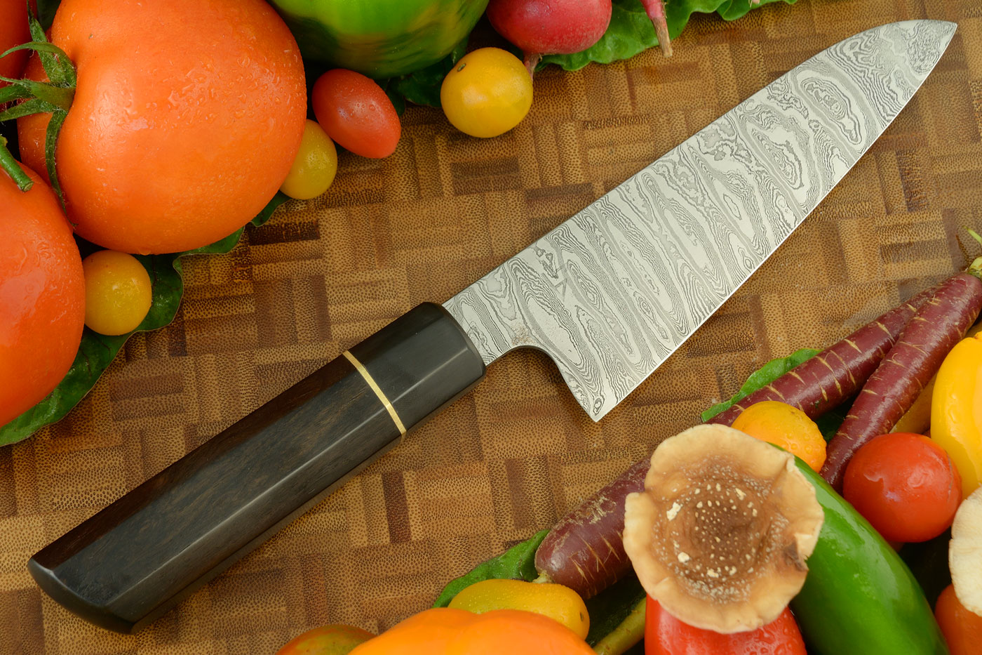 Damascus Chef's Knife (Gyuto) with African Blackwood - 6-1/3 in.