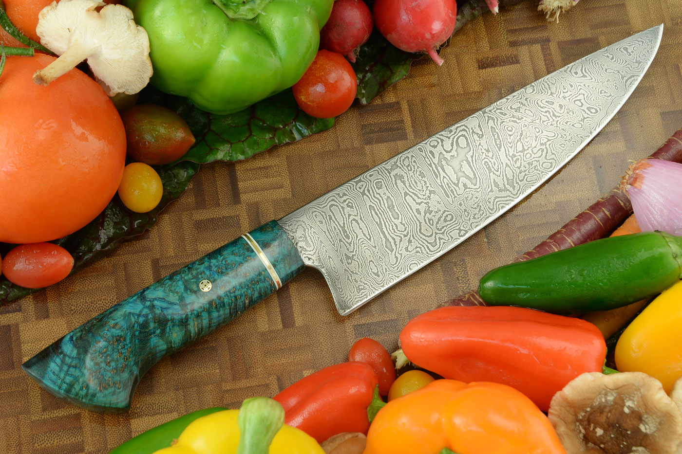 Damascus Chef's Knife (8 in.) with Black Ash Burl