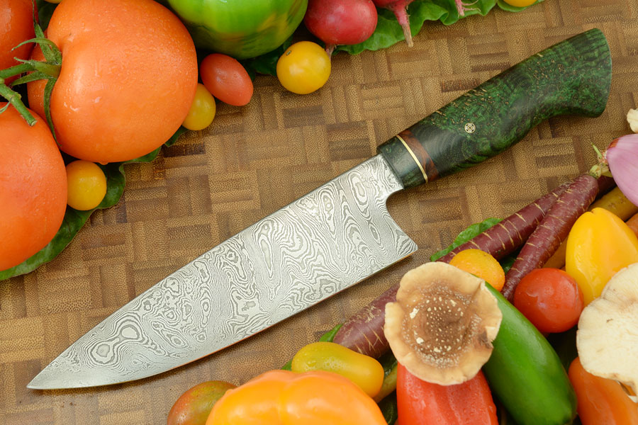 Damascus Chef's Knife (7 in.) with Black Ash Burl