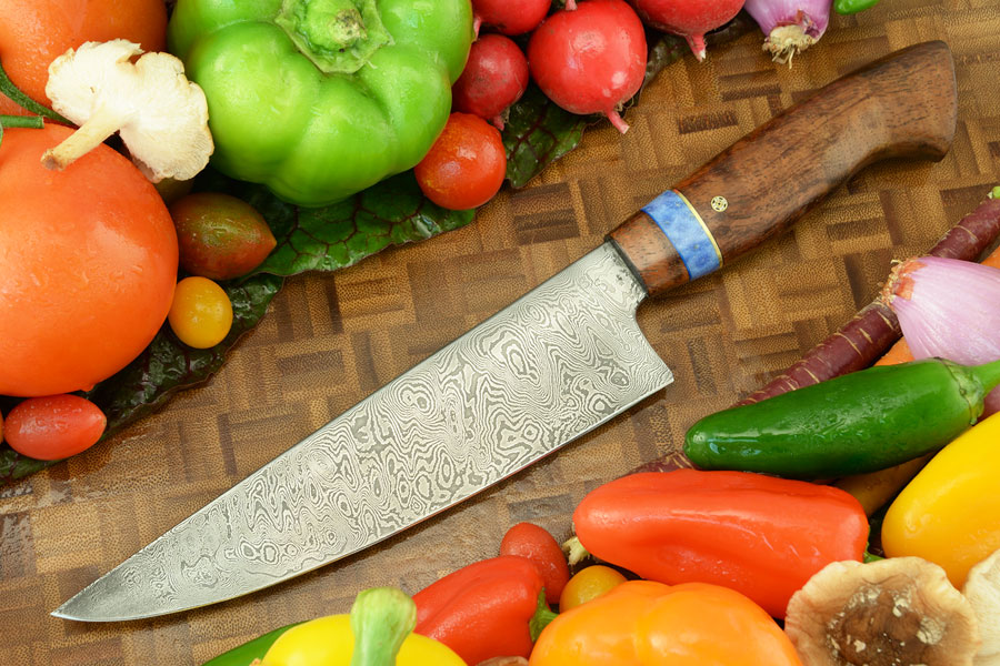 Damascus Chef's Knife (7-1/2 in.) with Koa and Fossil Coral