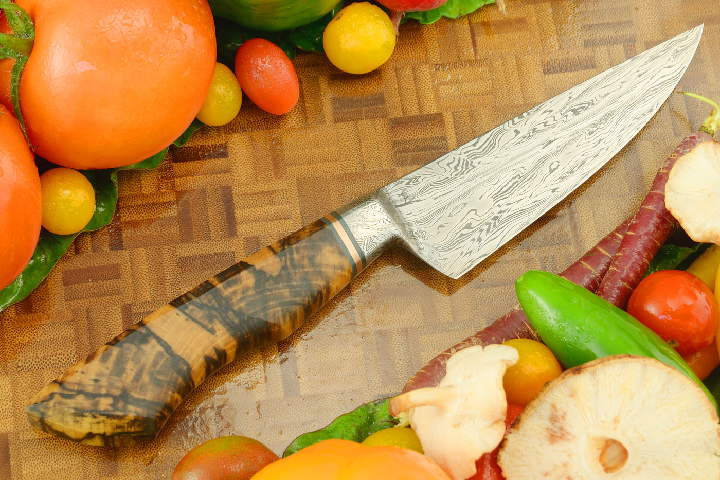 Integral Damascus Chef's Knife (5-1/4 in.) with Spalted Hackberry