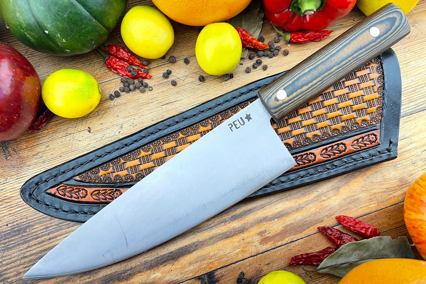 San Mai Chef's Knife (Gyuto) with Paper Micarta (7-1/2 in)