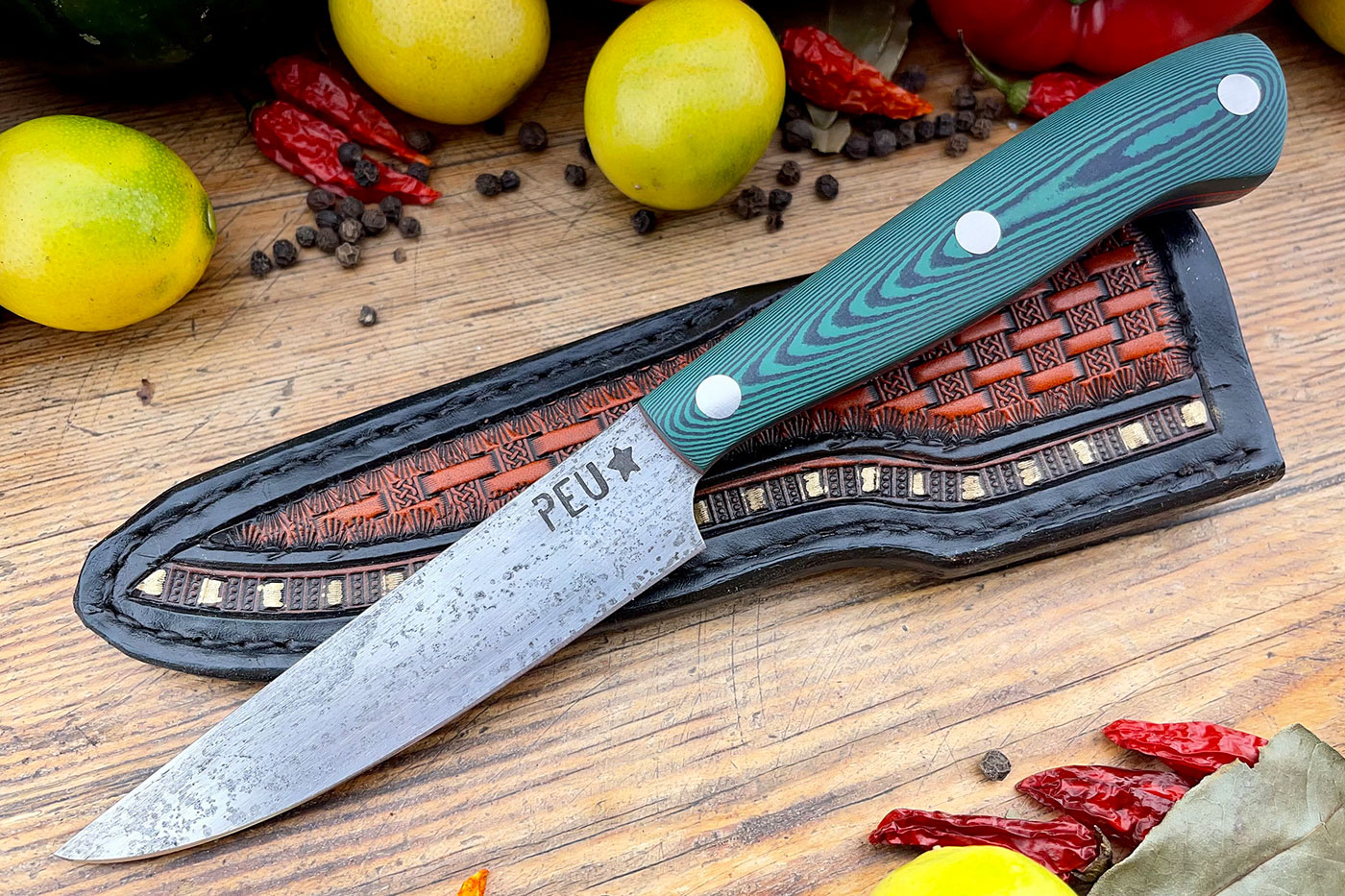 Paring Knife with Green/Black Micarta