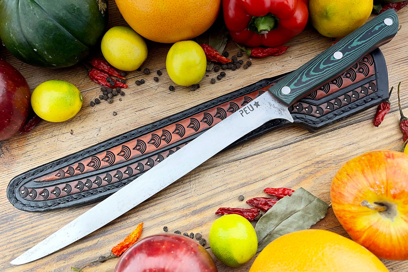 Fillet Knife with Black/Green G10