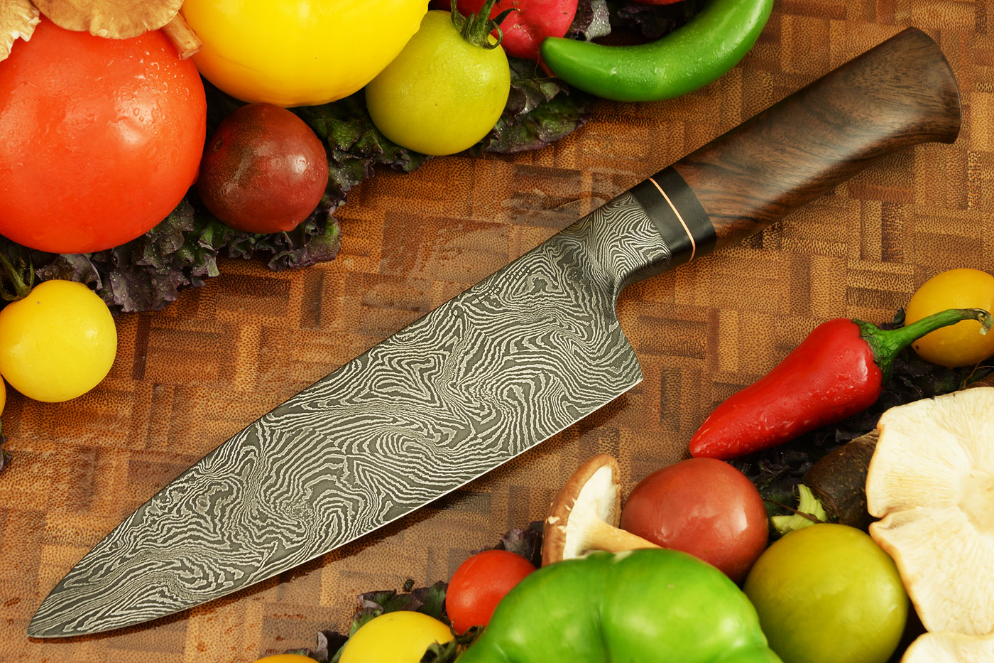 Integral Mosaic Damascus Chef's Knife (7 in.) with Walnut