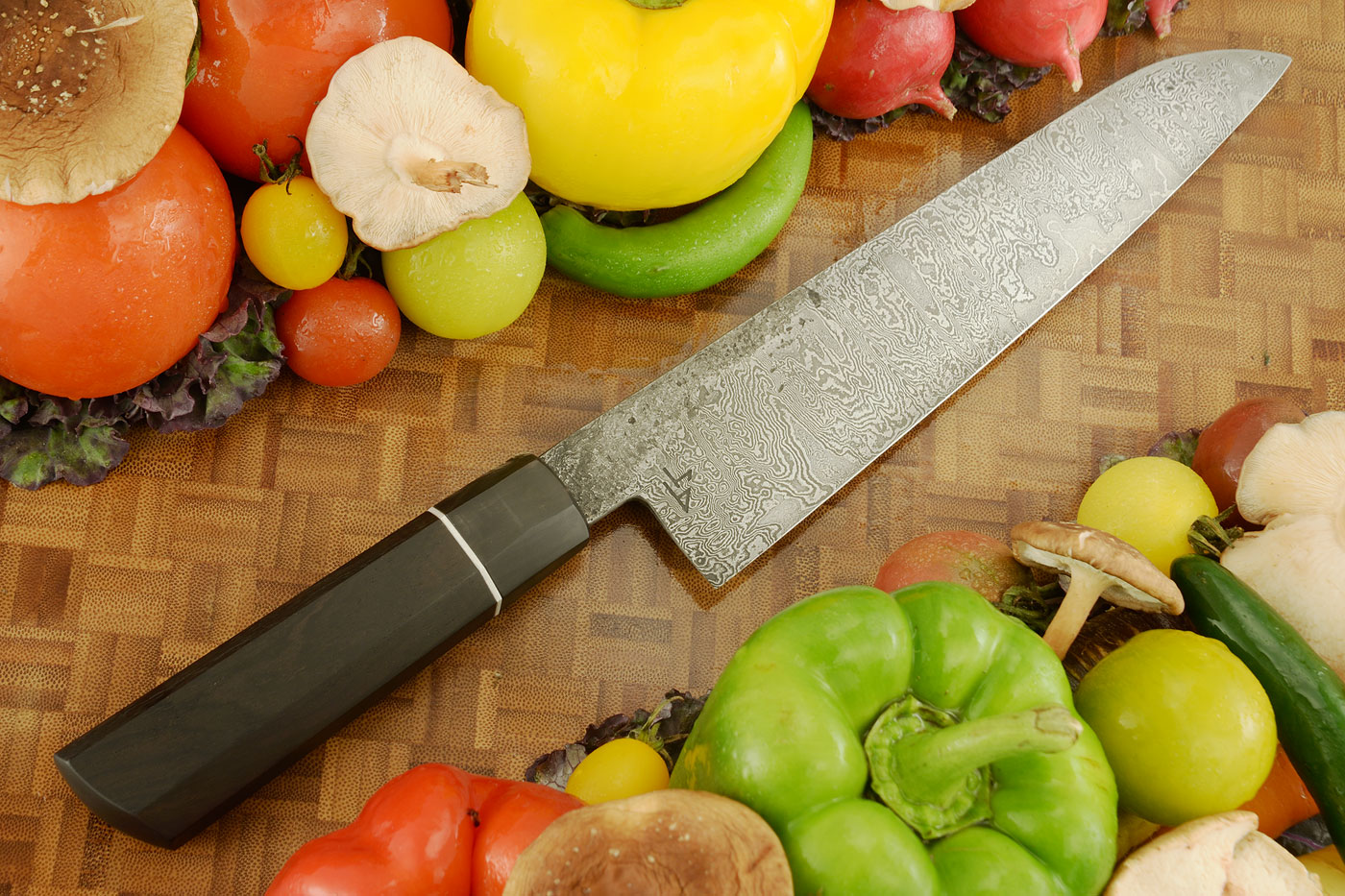 Damascus Chef's Knife (Gyuto) with African Blackwood (8-1/4 in.)