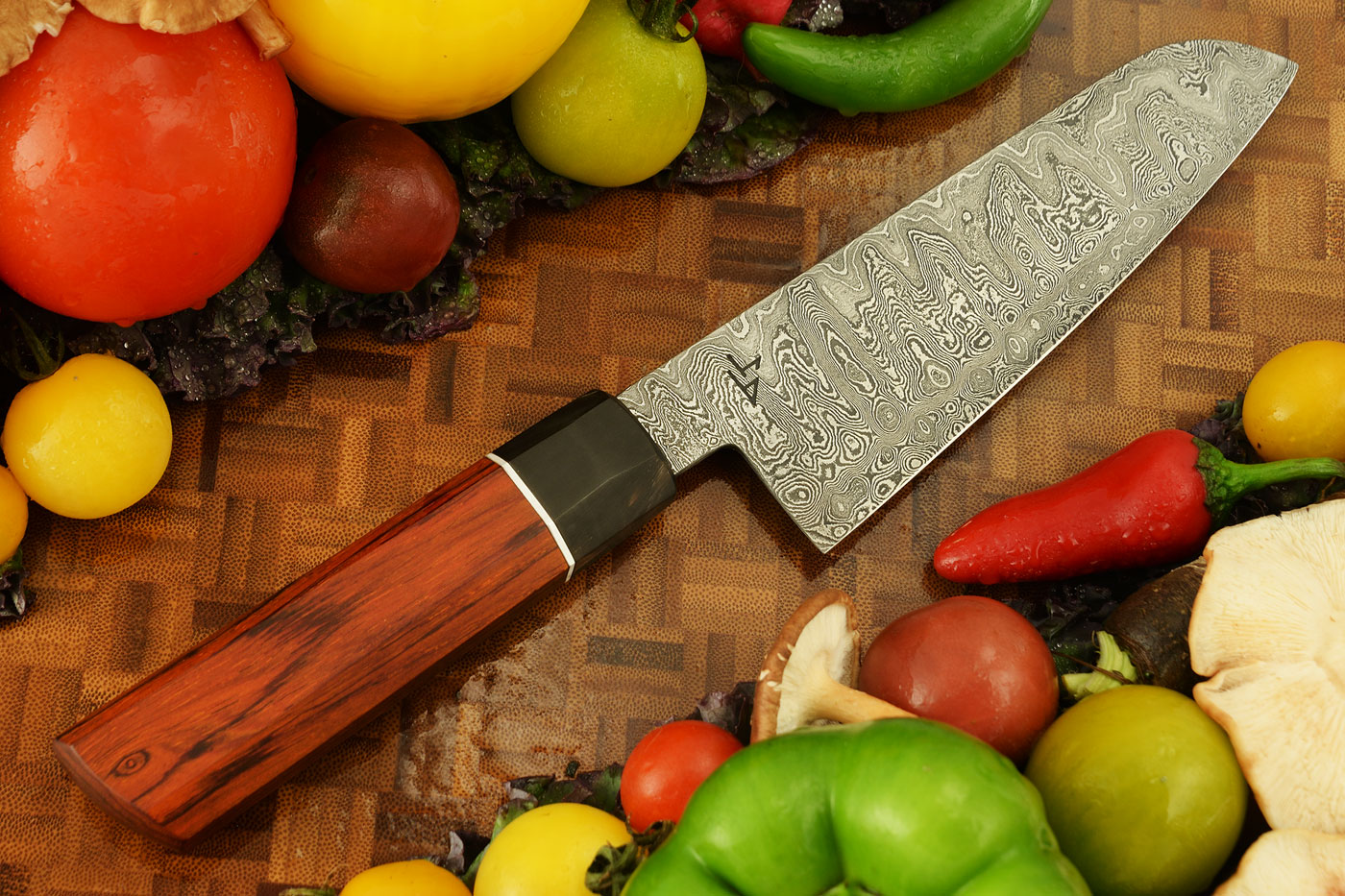 Damascus Chef's Knife (Santoku) with Cocbolo (6-1/4 in.)