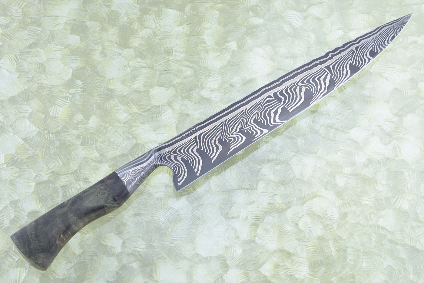 Integral Damascus Slicer with Green Maple (10-1/4)