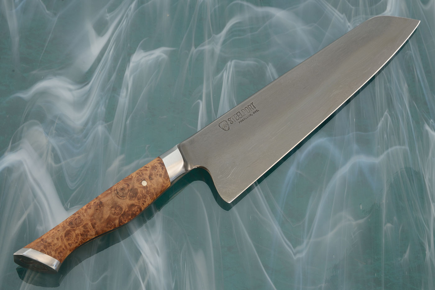 Forged Chef's Knife with Bigleaf Maple Burl (8