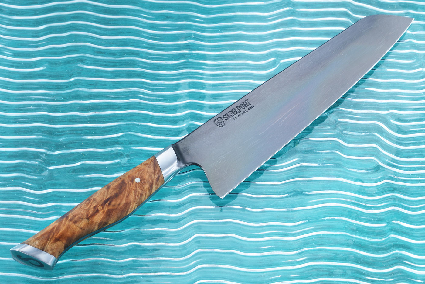 Forged Chef's Knife with Bigleaf Maple Burl (8