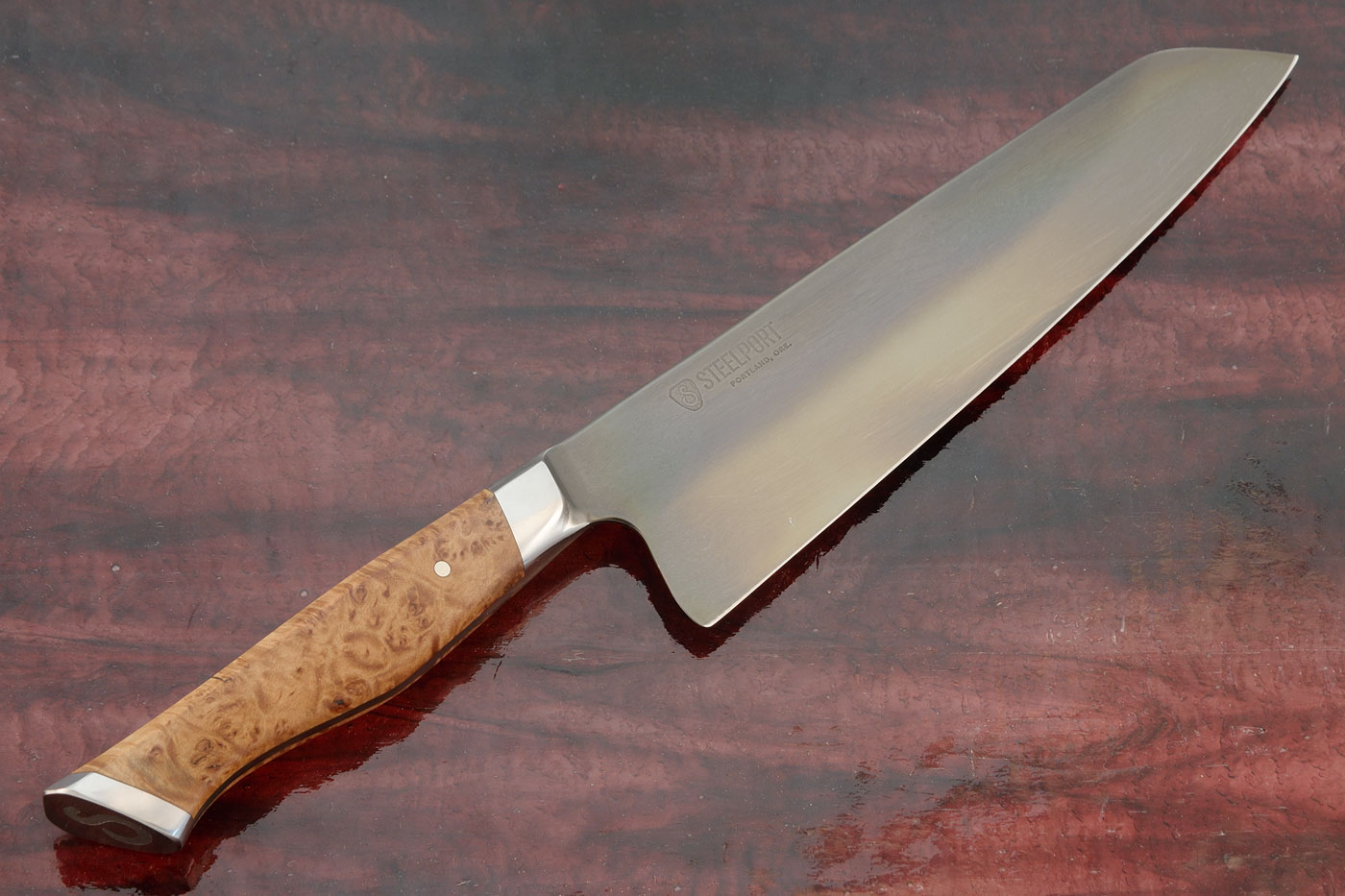 Forged Chef's Knife with Bigleaf Maple Burl (8