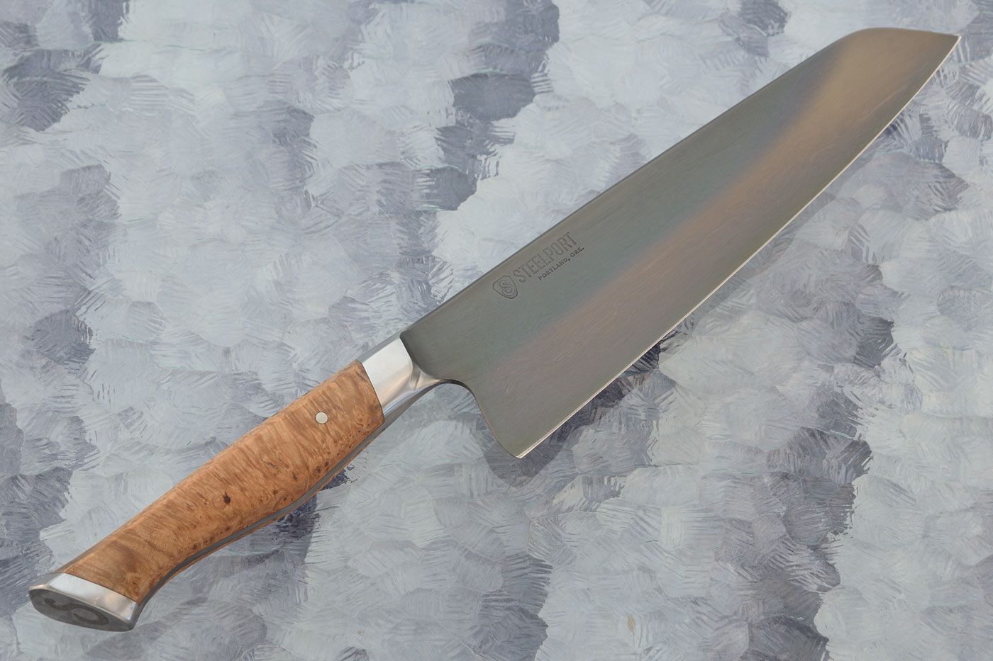 Forged Chef's Knife with Bigleaf Maple Burl (8