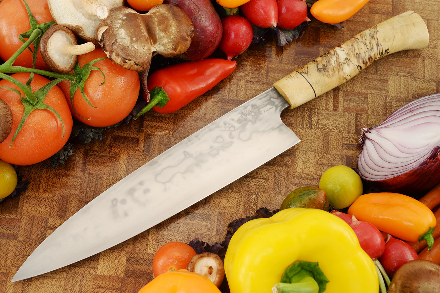 Honyaki Chef's Knife with Spalted Tamarind (9-1/2 in)