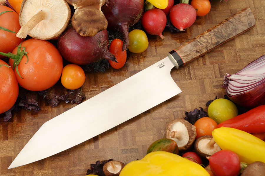 Chef's Knife (Bunka) with Maple Burl