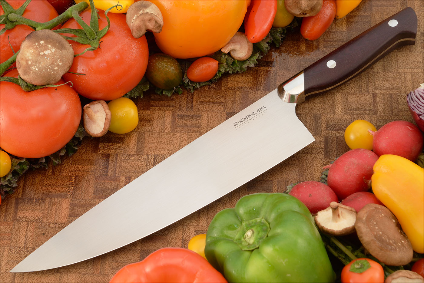 Chef's Knife (9-1/2 in) with Burgundy Micarta