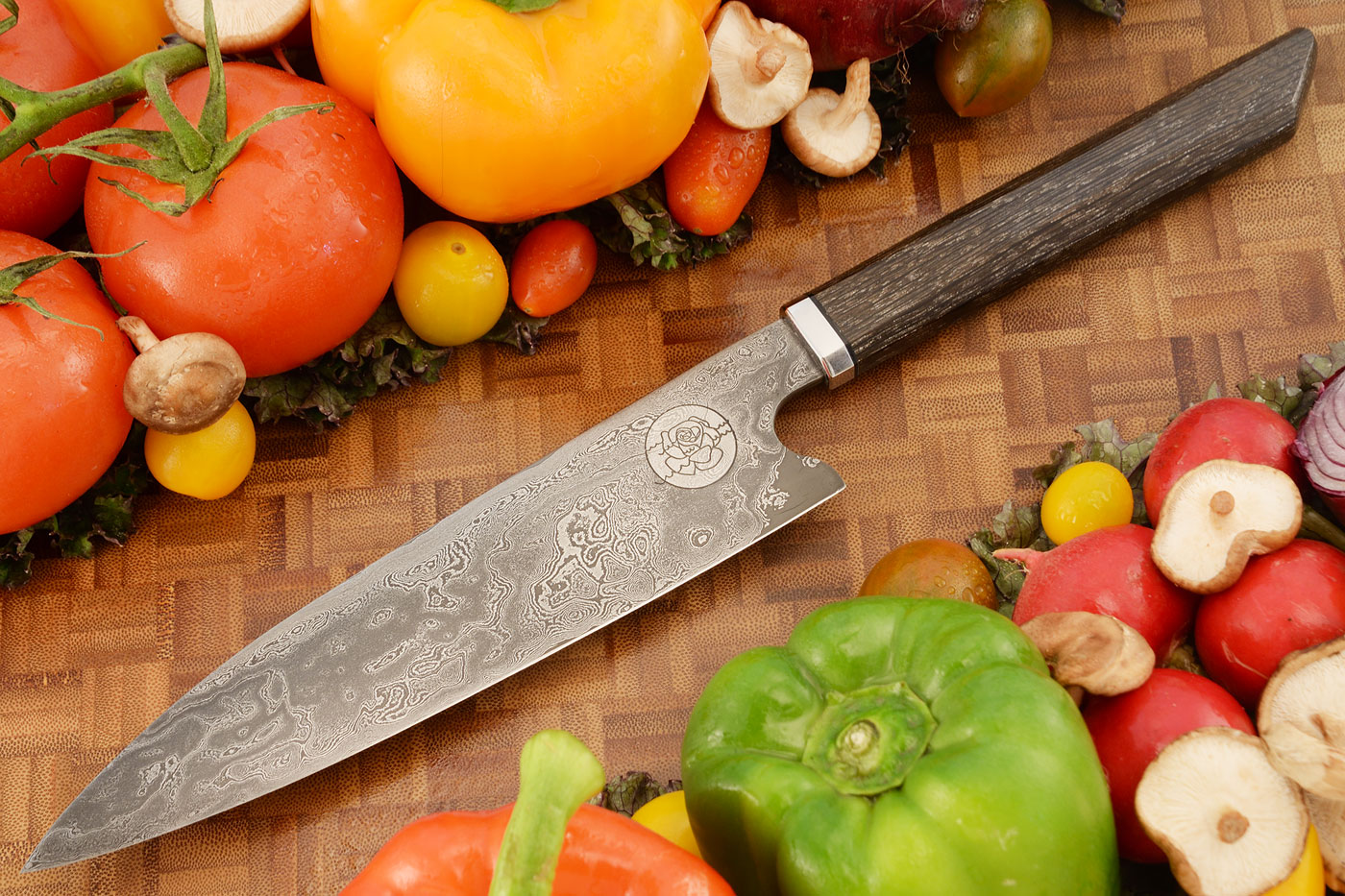 Damascus San Mai Chef's Knife (8 in.) with Bog Oak