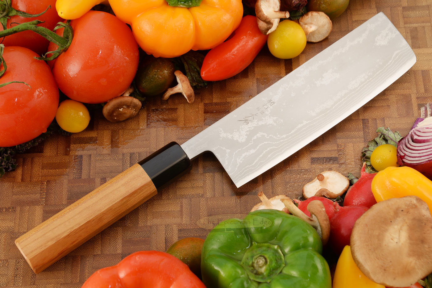 Damascus San Mai Chef's Knife (Nakiri Vegetable Cleaver) - 165mm (6-2/3in) - Shirogami