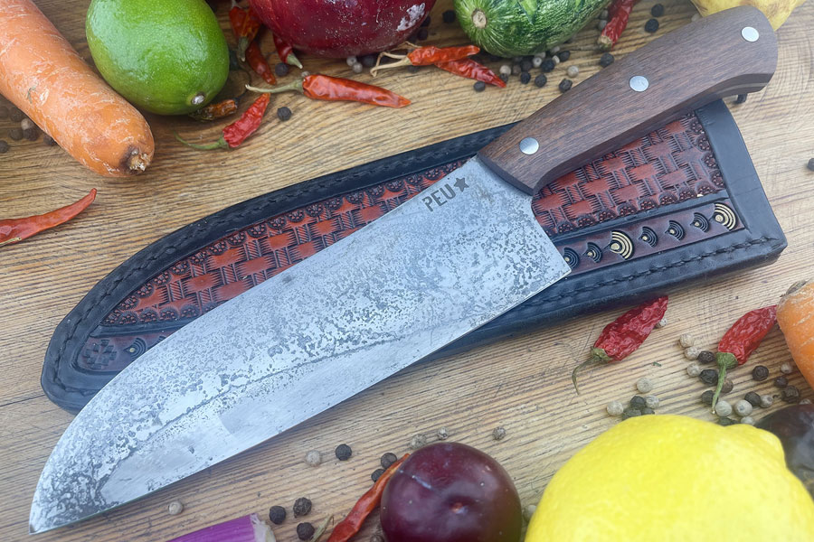 Chef's Knife (Santoku) with Guayacan Ebony and O2 Carbon Steel