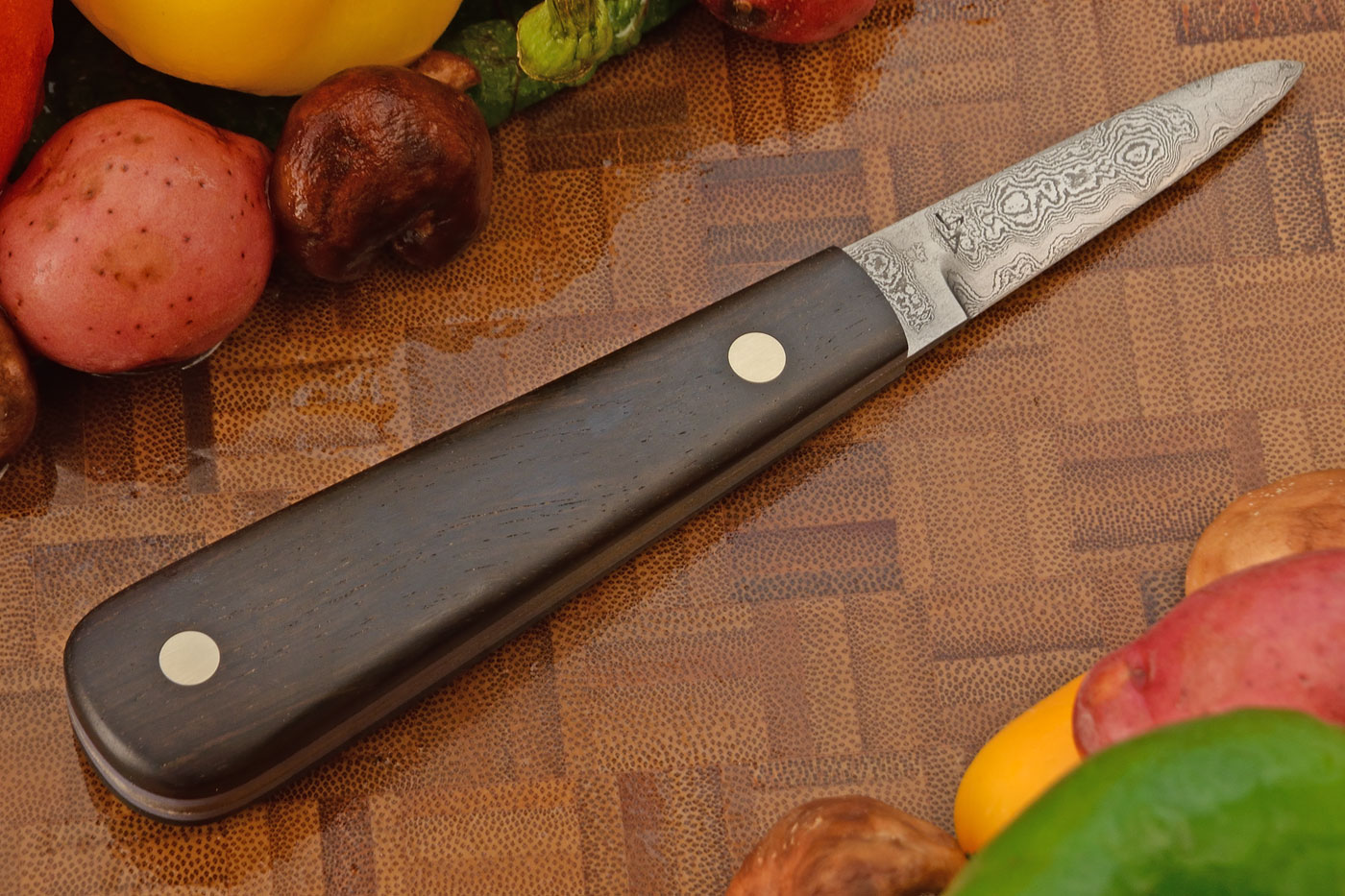 French-Style Oyster Knife with African Blackwood and Damascus