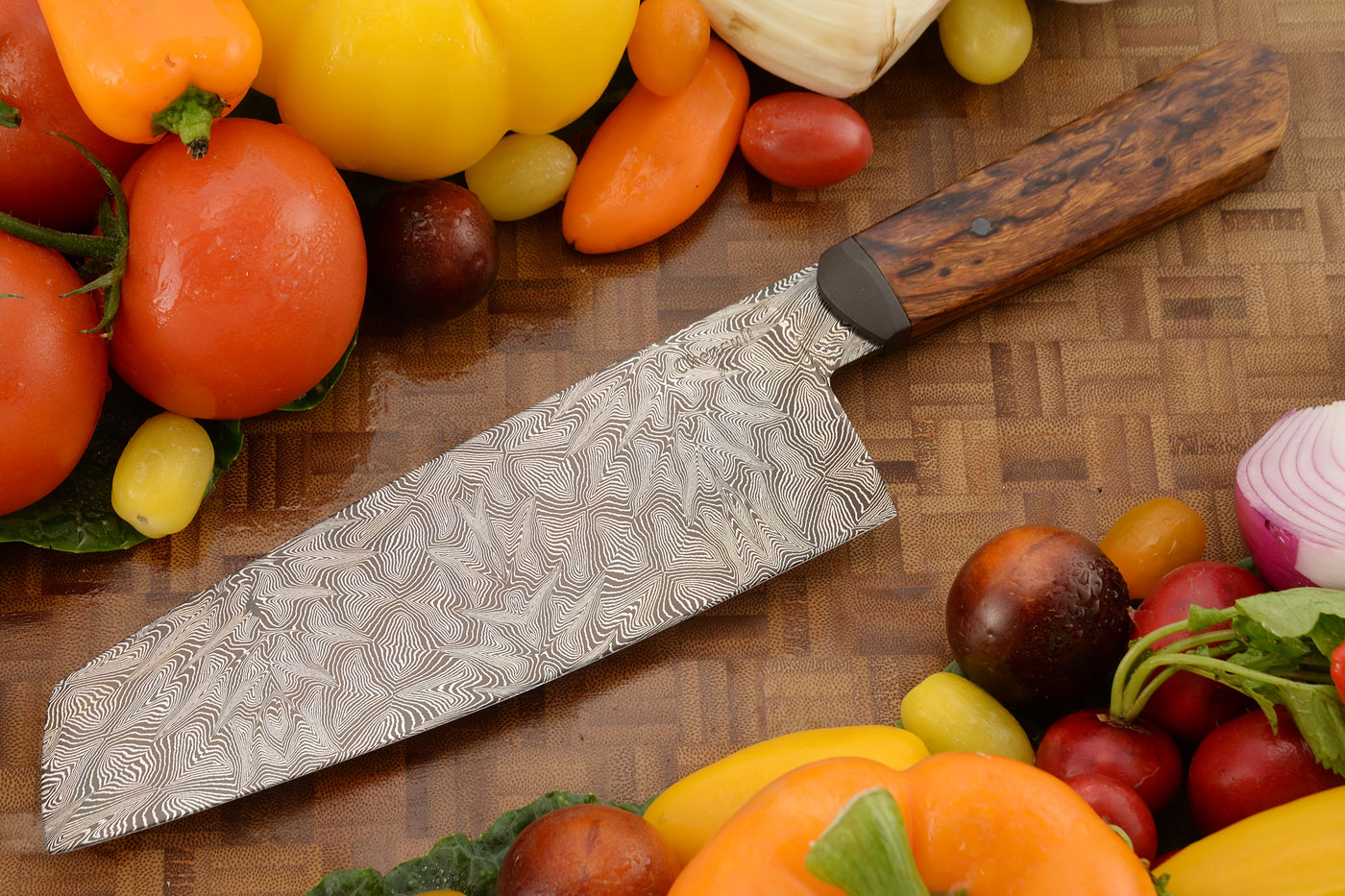 Mosaic Damascus Bunka (Chef's Knife) with Ironwood -- 7-1/2 in.