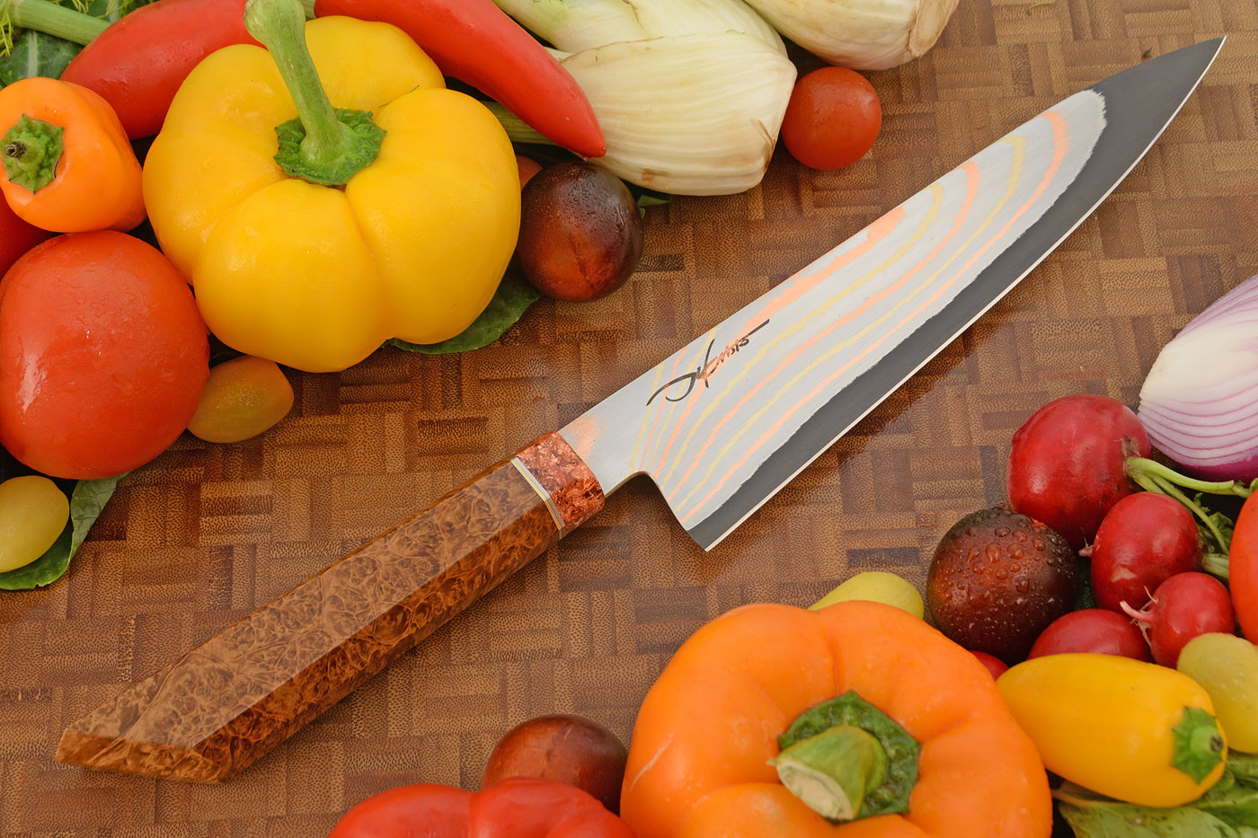 Aetna Chef's Knife (Gyuto) with Yu-Shoku and Maple Burl - 8-3/4 in