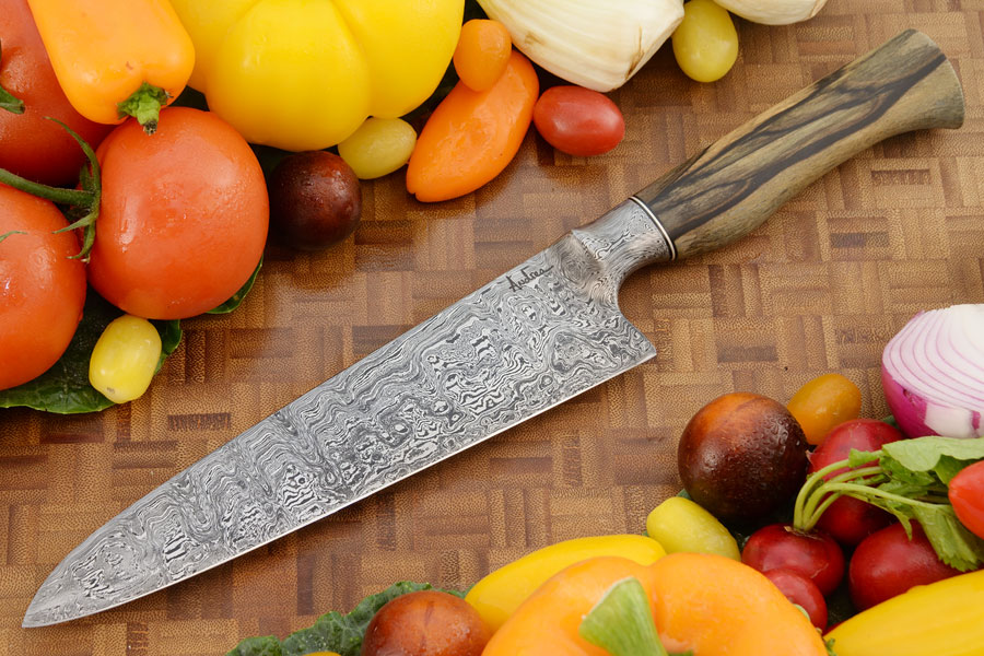 Integral Damascus Chef's Knife (8 in.) with Black and White Ebony