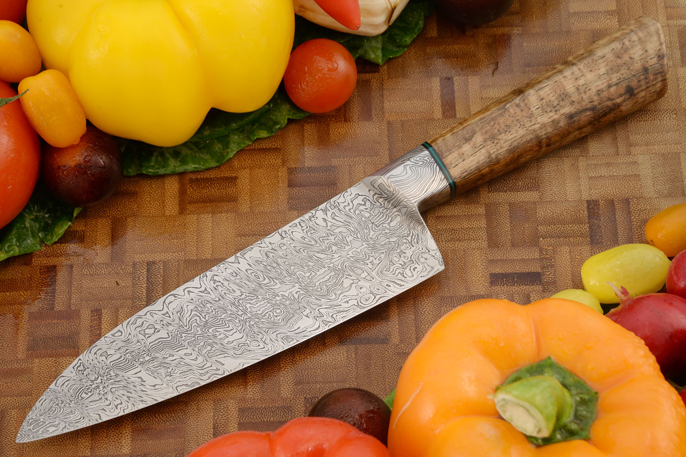 Integral Damascus Chef's Knife (6-1/2 in) with Curly Mango