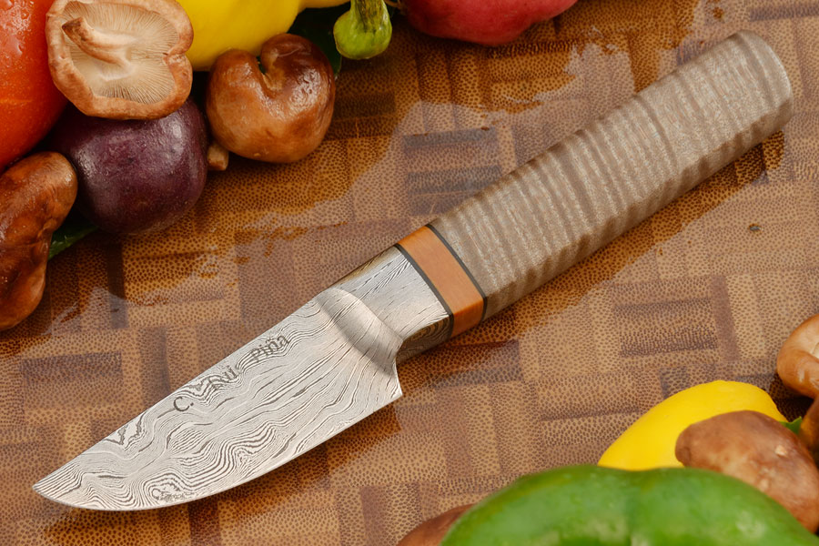Damascus Integral Paring Knife (2-3/4 in.) with Curly Maple
