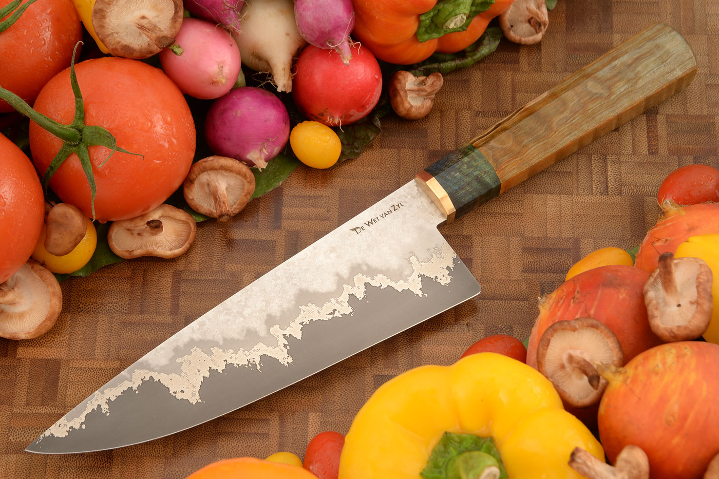 San Mai Chef's Knife with Curly Maple (7 in)