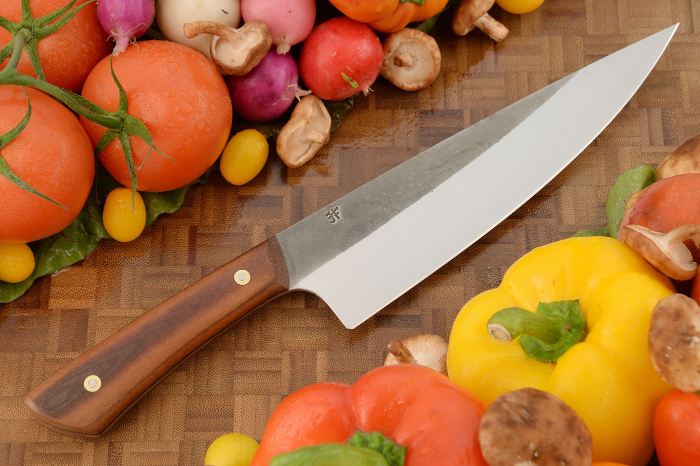 Chef's Knife with Vintage Linen Micarta (8 in)