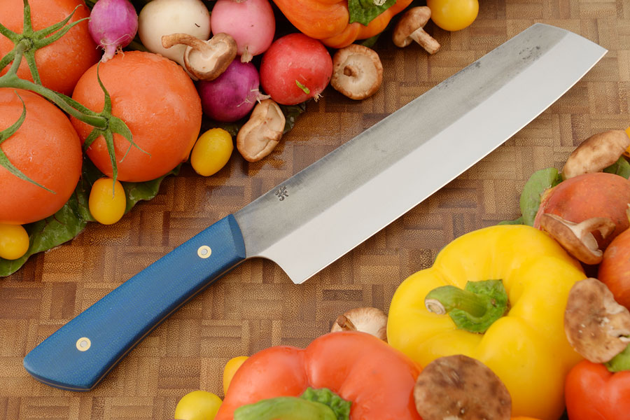 Kamagata Usuba Vegetable Cleaver with Blue Linen Micarta