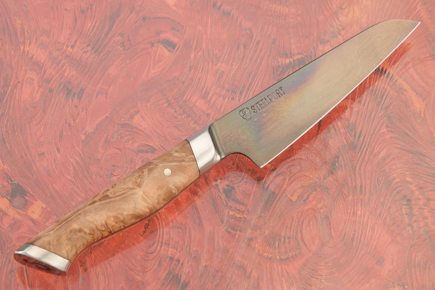 Forged Paring Knife with Bigleaf Maple Burl (4
