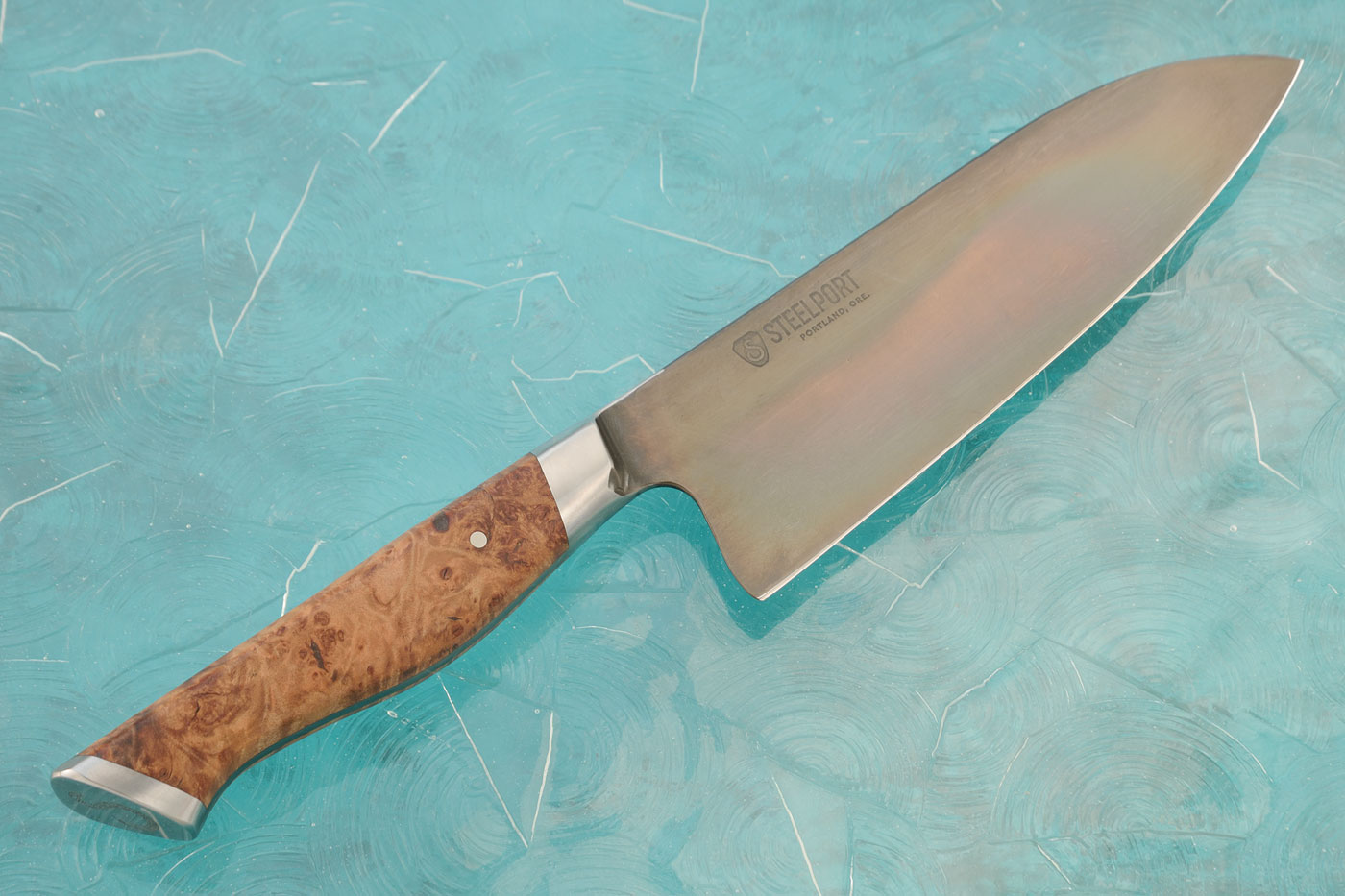 Forged Chef's Knife with Bigleaf Maple Burl (6