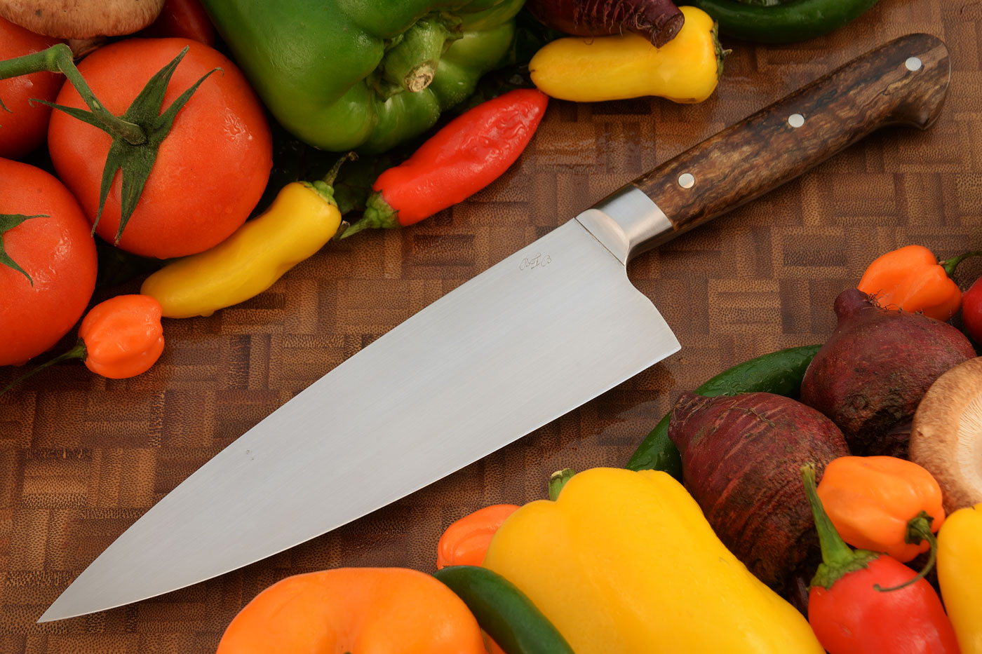 Chef Knife with Spalted Curly Maple (7-3/4 in.)