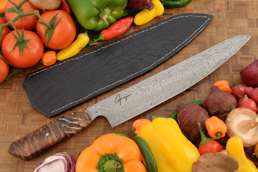 Custom 6 inch chefs knife, spalted birch