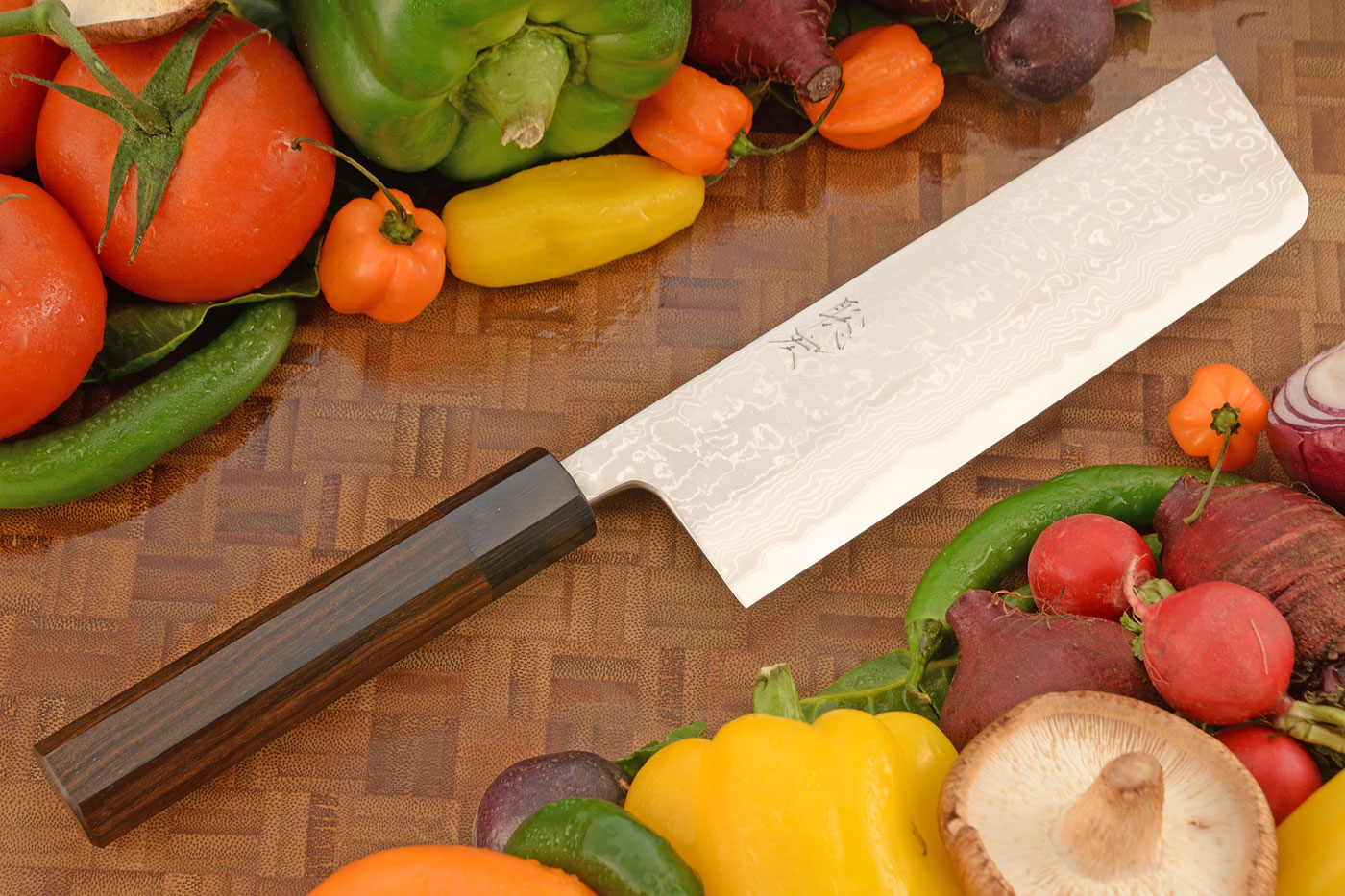 Suminagashi Chef's Knife - Nakiri, 180mm (7-1/8 in.) - Aogami 2 with San Mai Damascus