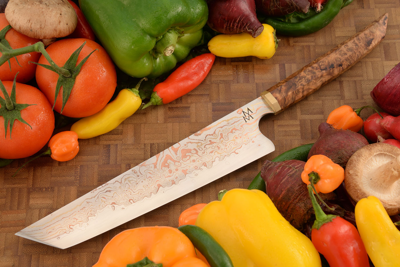 Nakiri Chef's Knife (8-1/2 in.) with Amboyna Burl - Stainless Yu-Shoku