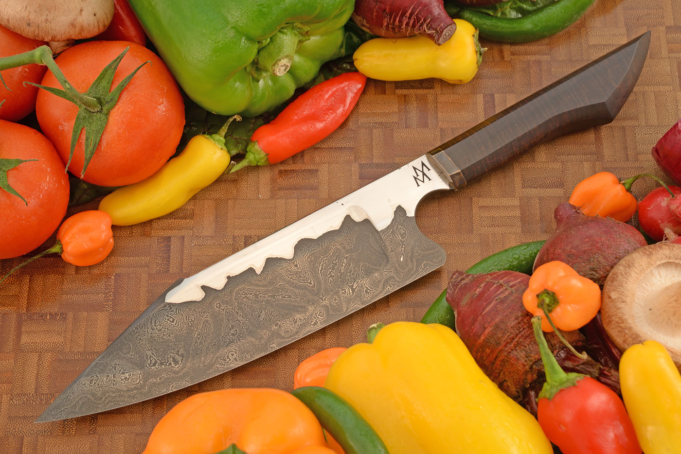S-Grind San Mai Damascus Bunka Chef's Knife (7-3/4 in.) with Ringed Gidgee