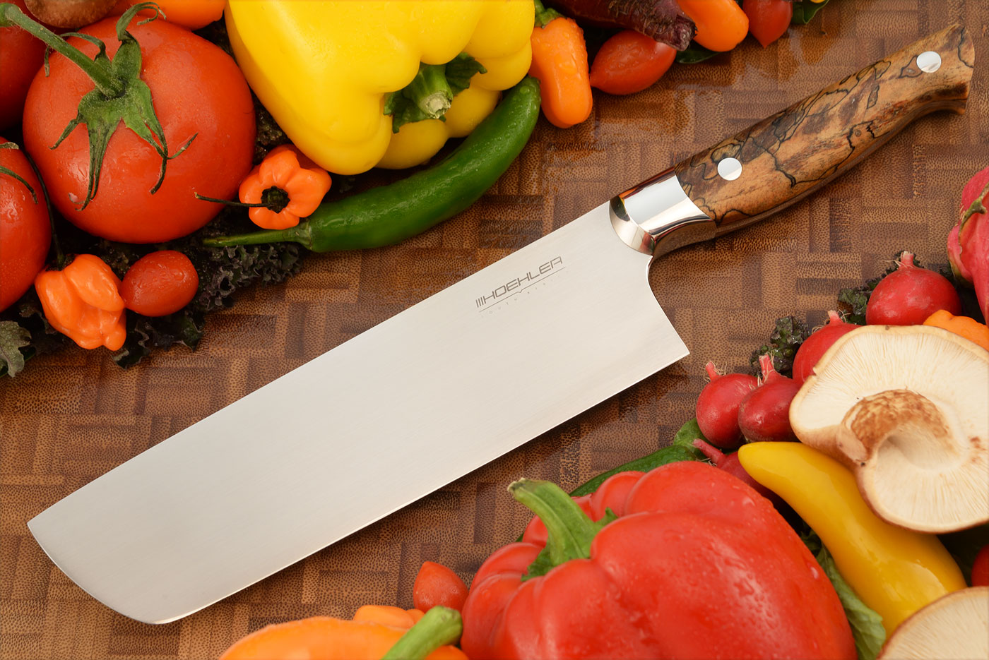 Chef's Knife - Nakiri (6-2/3 in) with Spalted Sassafras