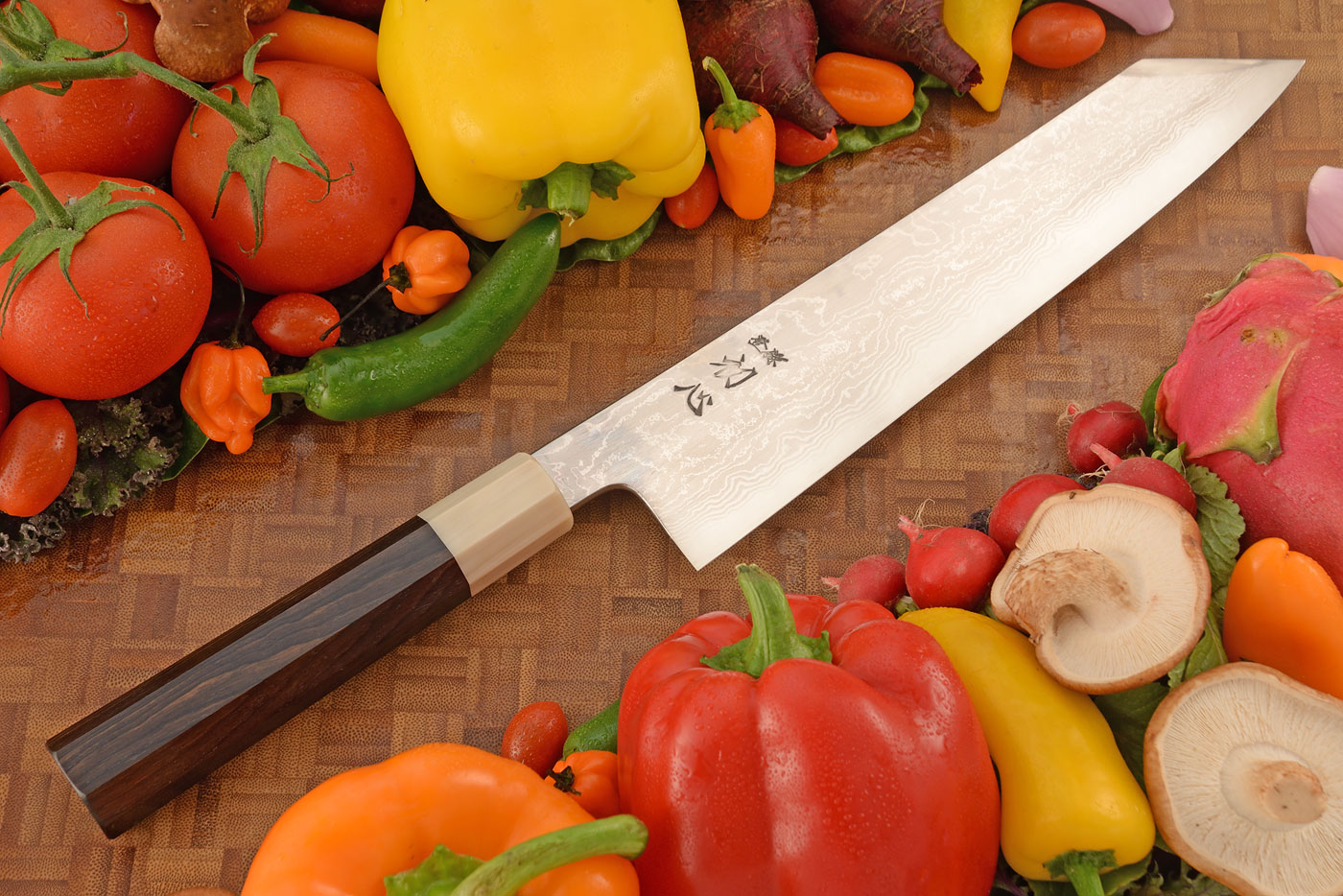 Chef's Knife (Kiritsuke Gyuto) - 9-1/2 in. (240mm) - Aogami 1 Carbon Damascus