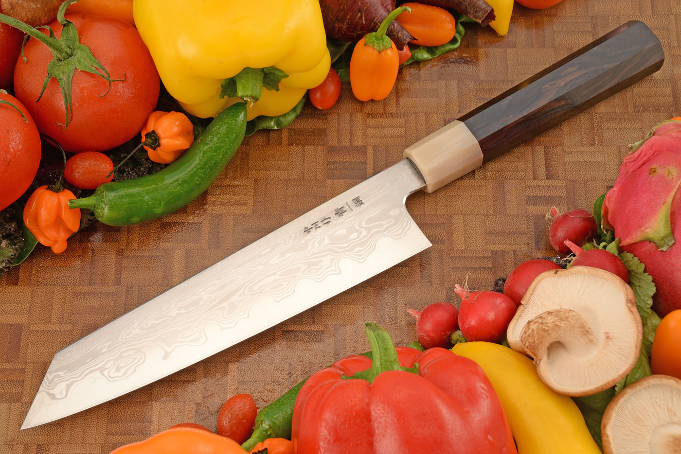 Chef's Knife (Kiritsuke Gyuto) - 8-1/4 in. (210mm) - Aogami 1 Carbon Damascus