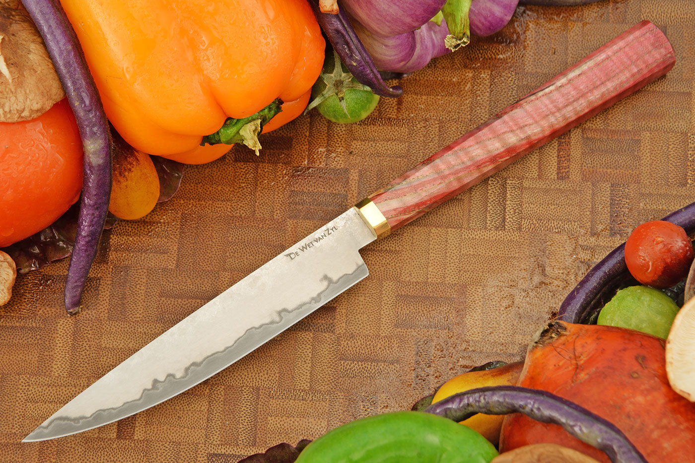 San Mai Utility Knife (5 in.) with Curly Maple