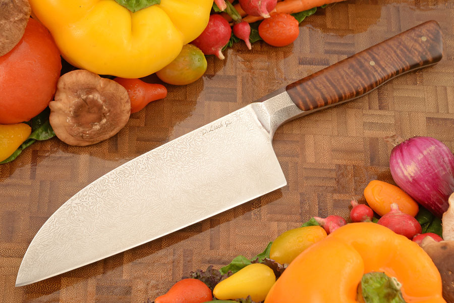Damascus Santoku Chef's Knife (6-1/4 in.) with Curly Koa