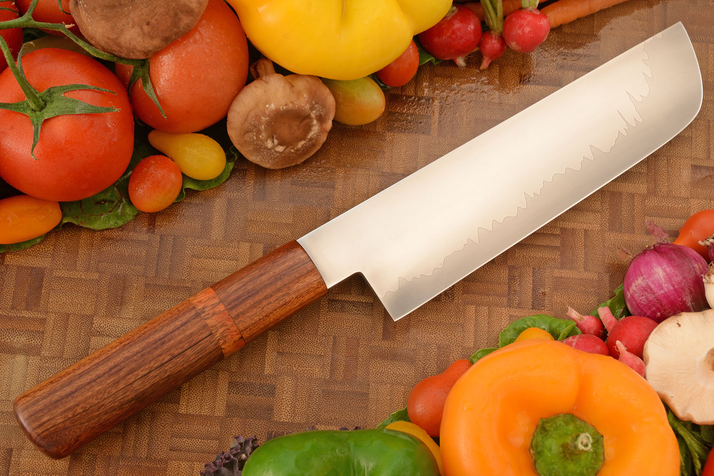 Nakiri (7-1/4 in.) with Mopane and Masur Birch - 1070 Carbon San Mai