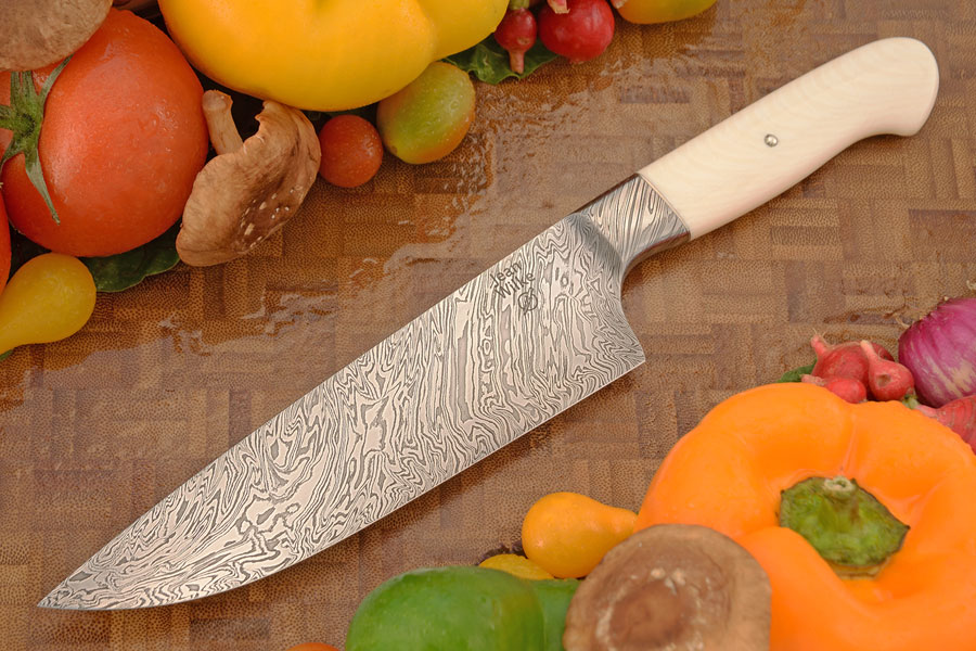 Integral Damascus Chef Knife (6-1/2 in.) with Synthetic Ivory